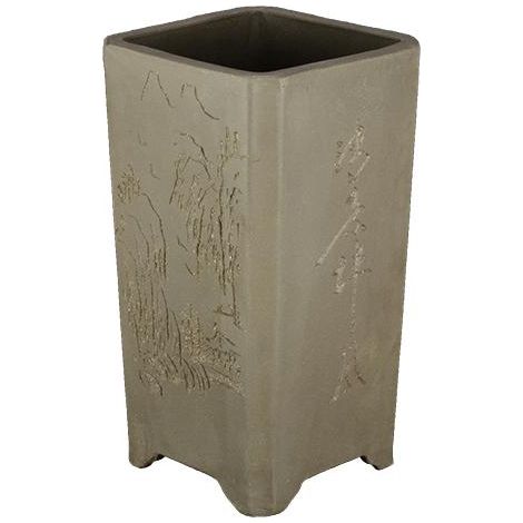 Vaso per bonsai quadrato (stile a cascata) in gres 10,5x10,5x21,5 cm - 2880a (1/5)