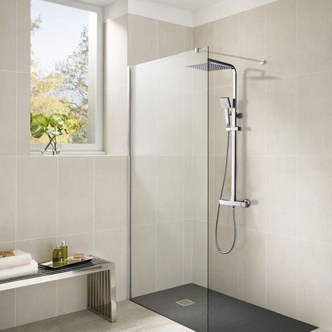 Colonna Doccia Termostatico Inox con Miscelatore con 10" Soffione a Pioggia e Doccetta Set Doccia Completa con Ugelli Anticalcare