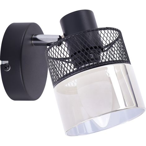 Applique-plafonnier loft noire à abat-jour grillagé en verre 1xE14 40 W MONTANA Struhm (1/4)