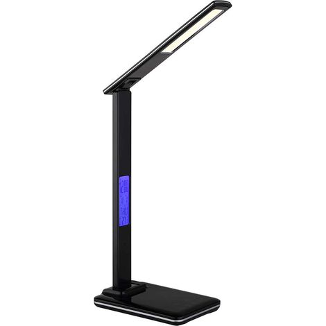 Tischleuchte LED Leselampe schwarz Thermometer Uhr CCT Touch-Dimmer H 50 cm