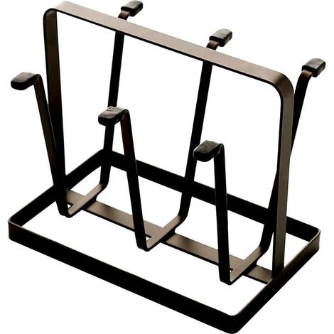 Rack À Verres - 19.6 X 16.5 X 12.7 Cm - Acier Au Carbone - Crochets En Silicone - Antidérapant - Pour Cuisine Et Séjour - 6 Emplacements (1/5)