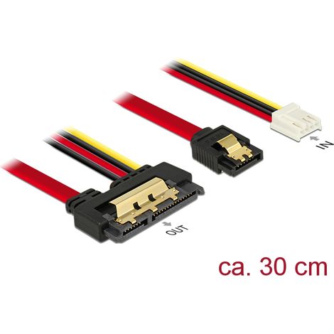 Delock Cable SATA de 6 Gb/s hembra de 7 contactos + AlimentaciÃ³n hembra de 4 contactos para disquete  SATA de 22 contactos hembra recto metÃ¡lico de