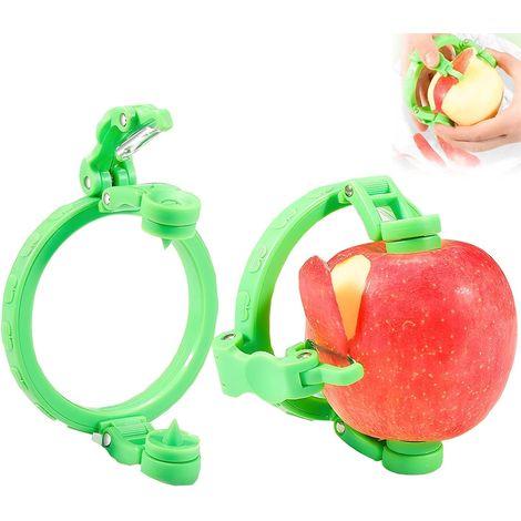 Lot de 2 éplucheurs de pommes rotatifs manuels, avec lame en acier inoxydable, outil pliable et réglable pour pommes, poires et pêches (1/5)