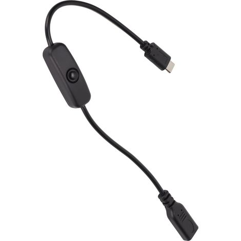 Rallonge USB Type C mâle vers femelle de 30 cm avec interrupteur marche/arrêt pour téléphones portables (noir) (1/5)