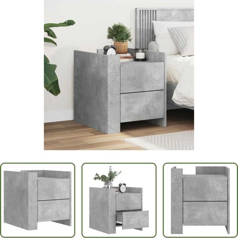 Table de chevet gris béton -  Table de chevet gris béton 45x50x50 cm bois d'ingénierie (1/5)