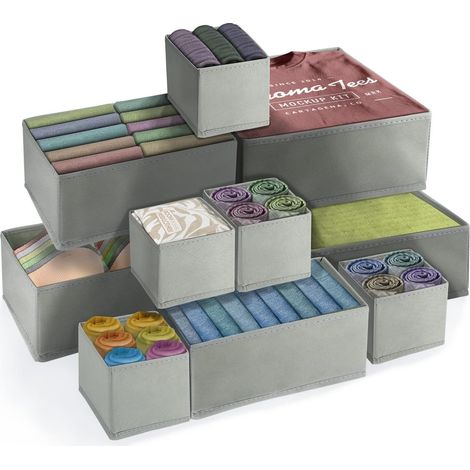 10 Pcs Boite Organisateur Tiroir,Boite Rangement Vetement Tissu Non-Tissé, Organiseurs de tiroir Pliable et Respirant,Ouvertes de Organisateur Armoire Vetement pour Sous-Vêtements Chaussettes (1/5)