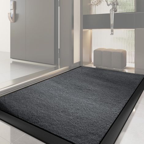 Paillasson d'extérieur - 60 x 90 cm - Antidérapant - Lavable et résistant aux intempéries - Fin - Pour entrée et extérieur - Gris