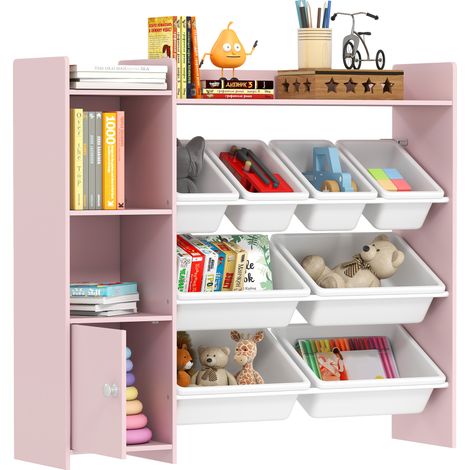 AIYAPLAY Toy Storage Unit with 8 Removable Bins, Storage Shelves, Cabinet (1/5)
