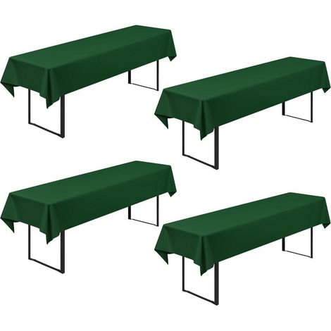 4x Housses de table de bière 250x100cm Vert foncé, lavables, infroissables