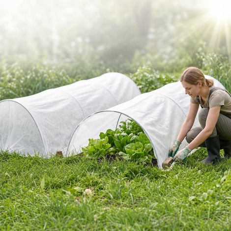 Couverture antigel en non-tissé blanc pour plantes, 1,6 x 9 m, 35 g/m², biodégradable, protection contre le gel (1/5)