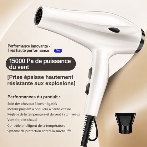 Sèche-cheveux domestique 2200W blanc puissant air chaud et froid avec concentrateur 15000 540 g – Livraison gratuite