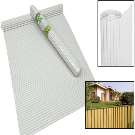 TrAdE Shop Traesio - Recinzione Giardino Frangivista Per Balcone Canniccio Pvc Bianco Esterno 1x3 Mt -