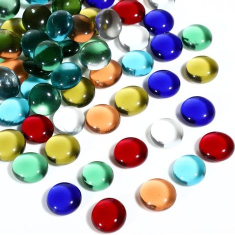 Billes Plates–Env. 210 Pièces,900 G,Bille Plate Colorées,Billes Plates Enfant,Cailloux Aquarium,Pierres Décoratives Pour Vas[BI17] (1/5)
