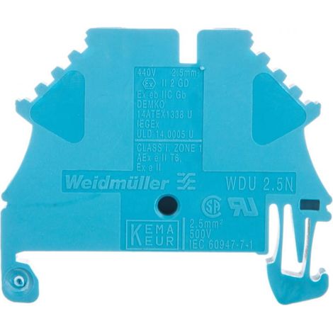 Conector de barra colectora de 2 hilos, 2,5 mm², azul, ATEX, WDU 2,5 N, BL 1023780000
