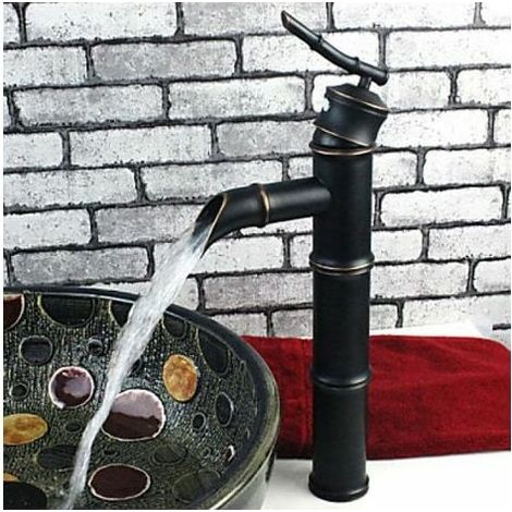 FOREHILL Lavabo de robinet en bambou tout en cuivre antique (trois sections noires) (1/3)