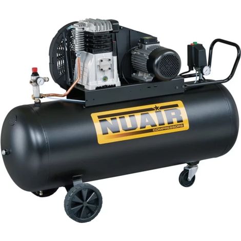 Nu Air – Compresseur d'air à piston 200 litres 3 CV – Débit 24 m³/h – Pression max 10 bar – Moteur bicylindres en aluminium