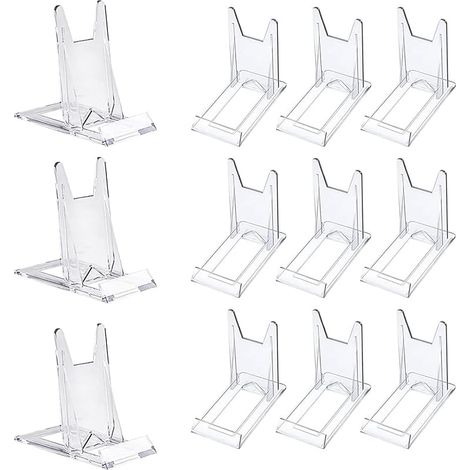 Lot de 12 supports d'assiettes en acrylique transparent 11,2 x 6 cm pour assiettes, livres, photos et décoration (1/5)