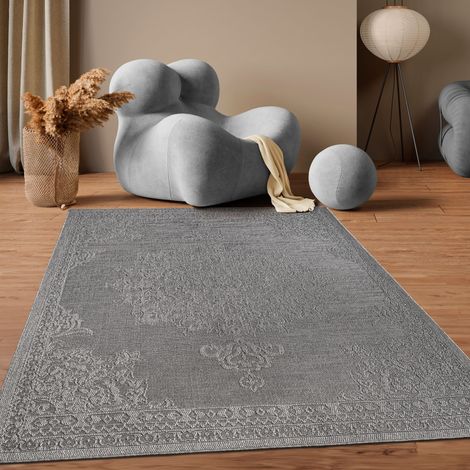 Paco Home Alfombra Salon Cocina Terraza Vintage Oriental Se Puede Lavar En La Lavadora 80x150 cm, Antracite (1/5)