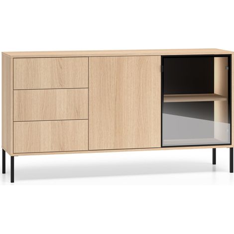 Selsey Barnee – Sideboard mit beleuchteter Glasvitrine, Eichenholzoptik, 160 cm (1/5)