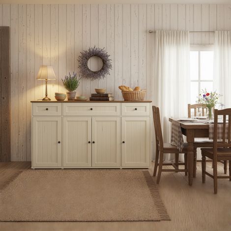 Buffet, Snapsemble Montage Super Rapide, Meuble de Cuisine avec Plan de Travail, Blanc et Marron (1/5)
