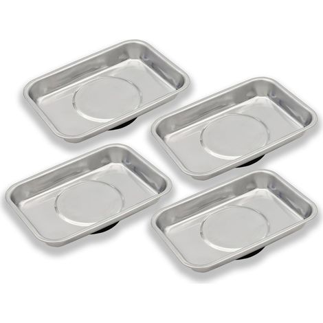 4-teiliges magnetisches Werkzeugtablett-Set, 93 x 65 mm, magnetische Schalen aus Edelstahl, zur Aufbewahrung von Schrauben, Bohrern und Nägeln, Hochleistungsmagnet, Magnetschale