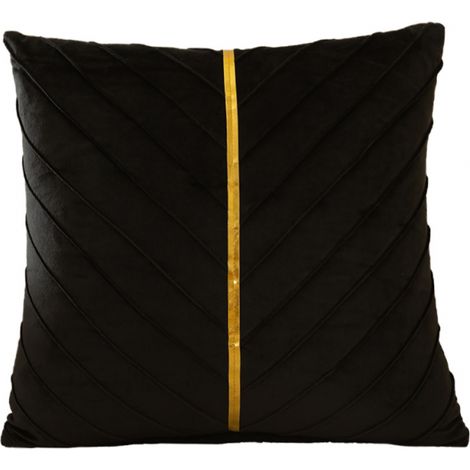 Ensemble noir 2 pièces, 45x45cm, taie d'oreiller décorative dorée moderne pour canapé, housse de chaise rétro douce avec fermeture éclair dissimulée, ensemble salon/chambre. (1/5)