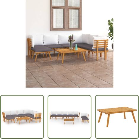 vidaXL Canapé central -  Salon de jardin 8 pcs avec coussins Bois d'acacia solide (1/5)