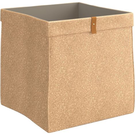 Cesta grande de corcho Spaceo Kub Beige, 31 x 31 x 31 cm (alto x ancho x profundidad). BOX & BEYOND (1/5)