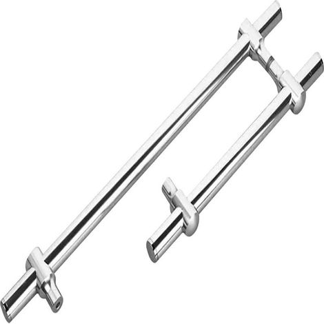Poignée de porte de douche coulissante en acier inoxydable poli, entraxe réglable, barre d'appui pour porte de douche en verre avec porte-serviettes, couleur argent. (1/5)