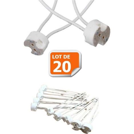Lot de 20 Douilles Culot GU5.3 (MR16) pour Ampoule Halogène ou Led