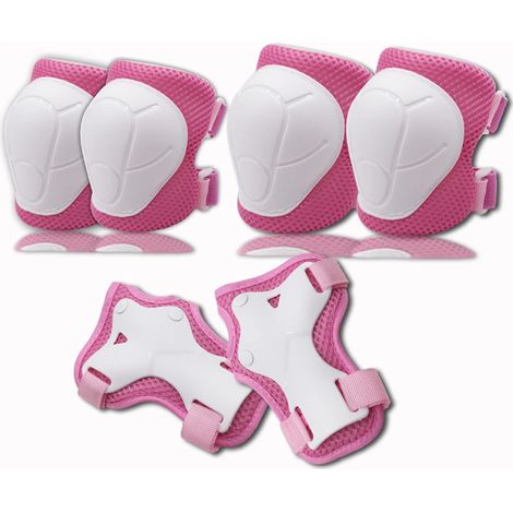 Kinder-Schutzausrüstungsset - Knieschoner für Inlineskates (Weiß & Rosa)