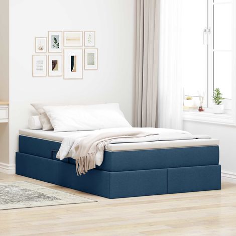 vidaXL Lit avec rangement et matelas Bleu 120 x 190 cm Polyester (1/5)