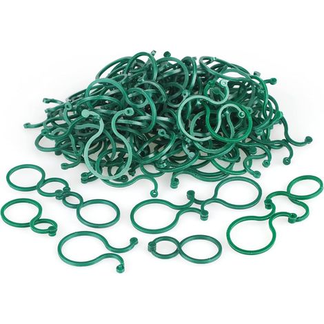 CCYKXA 200 Stück Gartenpflanzen-Stützclips, wiederverwendbare Tomatenclips, Kunststoff, Grün