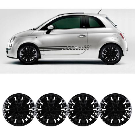 Lot de 4 enjoliveurs de roue 14 pouces, design élégant à clipser, R14, pour Citroën AX, noir. (1/3)