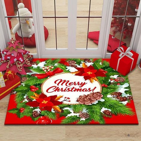 Tapis de Noël, 40 x 60 cm, tapis de porte antidérapant et lavable, décoration de Noël, tapis pour la maison, porte de la chambre, cuisine, salle de bain (1/5)