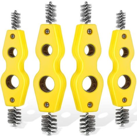 Lot de 4 brosses de nettoyage pour tuyaux en cuivre 4 en 1 Brosse pour tuyaux en cuivre Nettoie l'intérieur et l'extérieur Nettoyeur de filetage Outil de nettoyage de brosse de plombier pour inst (1/5)