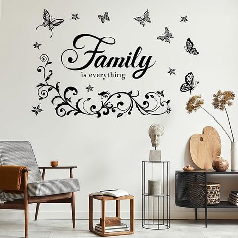 Stickers Muraux Papillons et Fleurs Noir Autocollants Muraux Décoration Murale Amovible Salon Chambre à Coucher Salle à Manger (1/4)