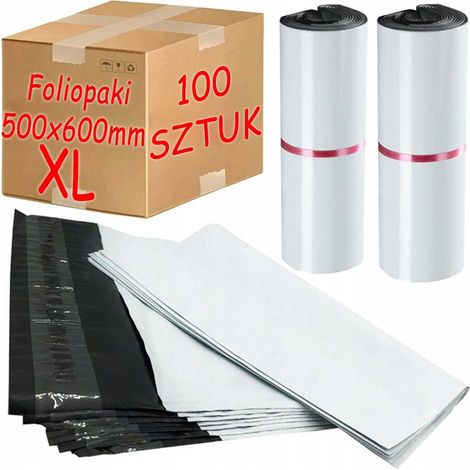 Sobres de polietileno para mensajería, blancos, tamaño XL, 500x600 mm - 100 unidades. (1/5)