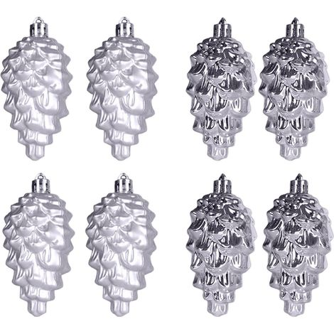 Ornement De Sapin De Noël - Boule Décorative En Plastique - Pour Intérieur Et Extérieur - 9 cm - Lot De 8 (1/5)