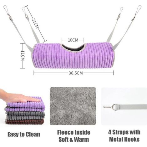 Hamac pour Petit Animal Lit pour Furet Hamster Hamac et Cage Tunnel pour Rat Hamster écureuil, Amaca da Petits Animaux (Violet) (1/5)