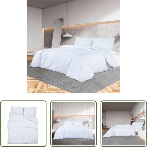 Taie d'oreiller - Ensemble de housse de couette Blanc 220x240 cm Coton (1/5)