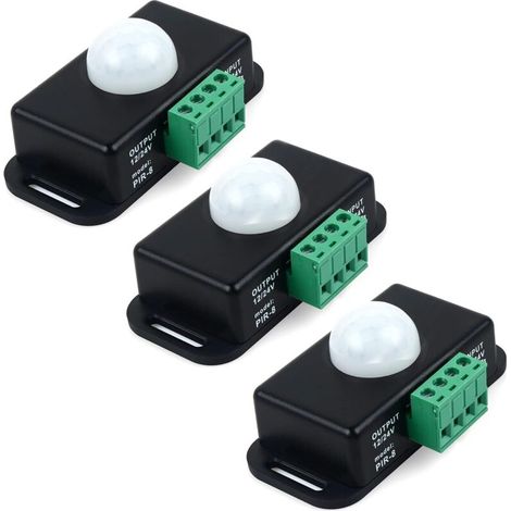 3 Pièces commutateur de capteur de Mouvement 12 V/24 V, contrôleur de commutateur LED à capteur PIR pour Bandes Lumineuses LED Flexibles (1/4)