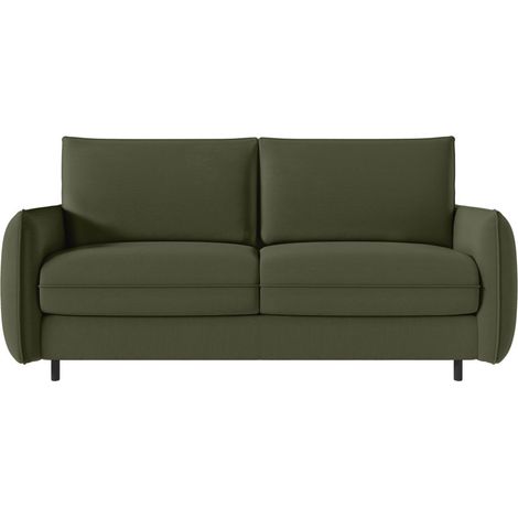 Canapé ERIK convertible 3 places couchage quotidien 140x190cm - matelas 14cm - tissu vert kaki (1/5)