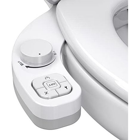 Japanisches WC-Bidet-Sprühset mit Badezimmersitz und zwei einziehbaren, selbstreinigenden Düsen, Weiß - (1/5)