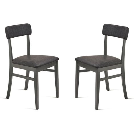 Sedia in ecopelle Nera con struttura in legno LIPSIA 2 sedie (1/5)