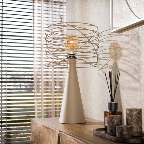Lampe de table avec abat-jour spirale 30x53 cm en métal beige - SPIRA