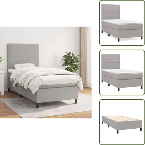 Boxspringbett mit Matratze Hellgrau 90x200 cm Stoff - Boxspringbett - Doppelbett - Schlafsystem - Bettrahmen - Matratze (1/5)