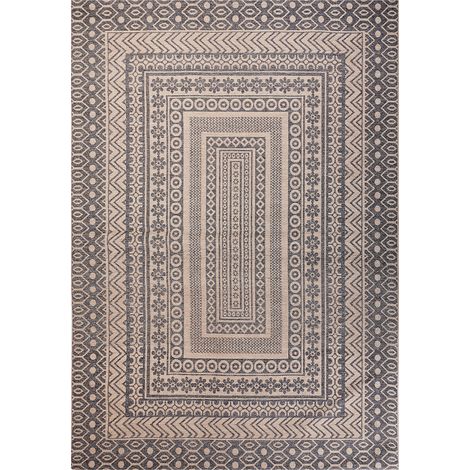 Alfombra de yute beige gris 160 x 230 cm patrón geométrico suave moderno Baglar