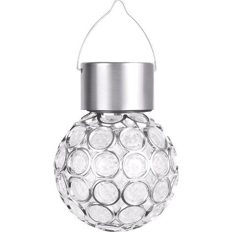 Lot de 8 lampes solaires suspendues d'extérieur, boules lumineuses décoratives, lanternes solaires étanches pour jardin, trottoir, arbres ou décorations de fêtes (blanches) (1/5)