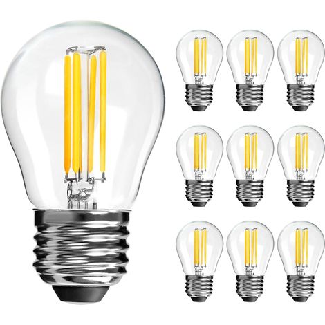 G45 E27 Dimmbare LED-Lampen 4W 2700K 10er-Pack  Warmweiße „Golfball“-Lampen (G45) 40W Dimmbare Vintage-LED-Lampen für Deckenventilatoren, Spiegel und Pendelleuchten [Energieklasse E] (1/5)